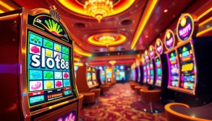 Exciting moment at slot88 casino with vibrant slot machine and lively ambiance.