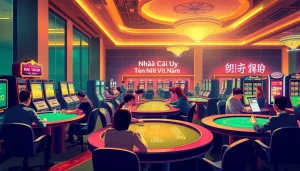 Exciting scene showcasing the nhà cái uy tín nhất Việt Nam, with vibrant casino games and engaging players.