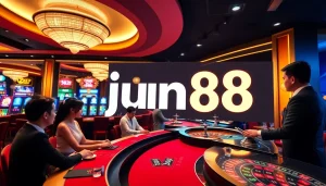 Experience the thrilling atmosphere of jun88 with players enjoying live casino games.