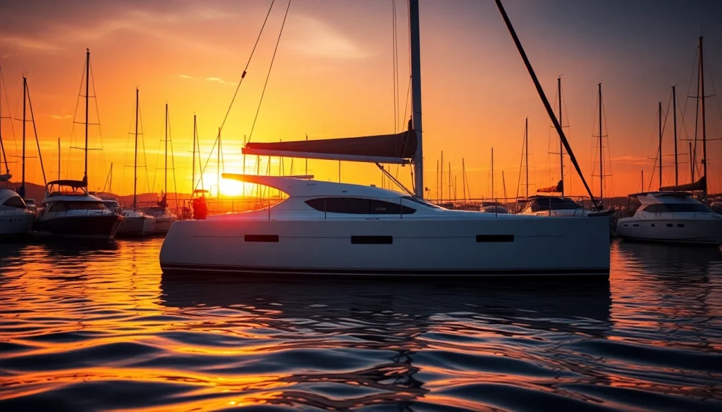 Admire the J88 sailboat peacefully moored at sunset, showcasing its sleek lines and elegant design.